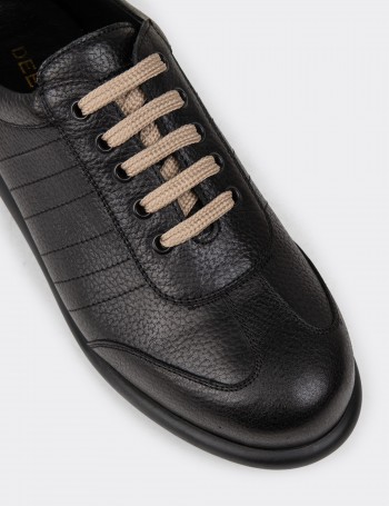 Men's Black Leather Lace-up Shoes