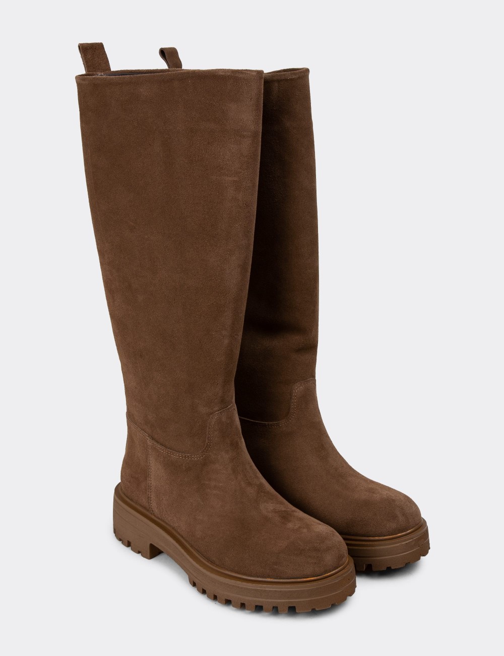 Women's Sandstone Suede Leather Boots - E1071ZVZNE02