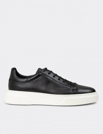 Men's Black Leather Sneakers
