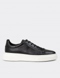 Men's Black Leather Sneakers