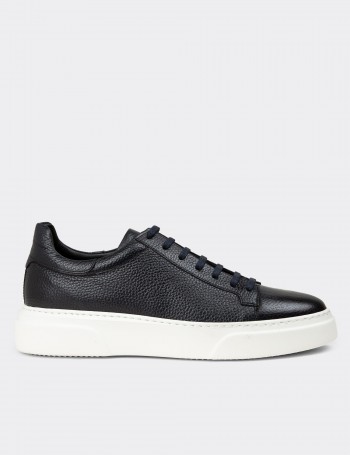 Men's Navy Leather Sneakers