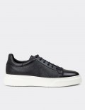 Men's Navy Leather Sneakers