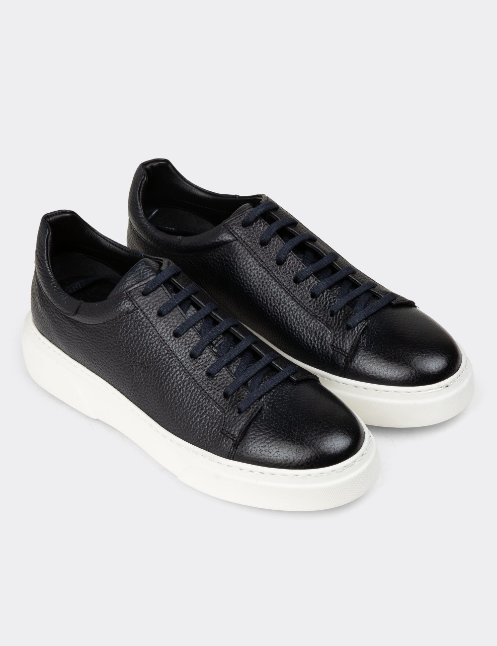 Men's Navy Leather Sneakers - M2501MLCVP02