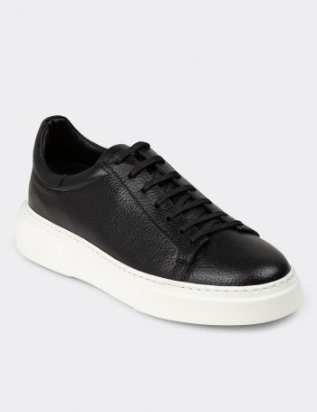 Men's Black Leather Sneakers