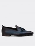 Men's Blue Leather Loafers