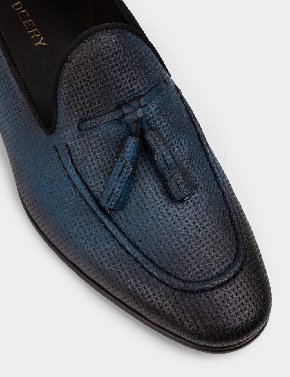 Men's Blue Leather Loafers - 01701MMVIC12