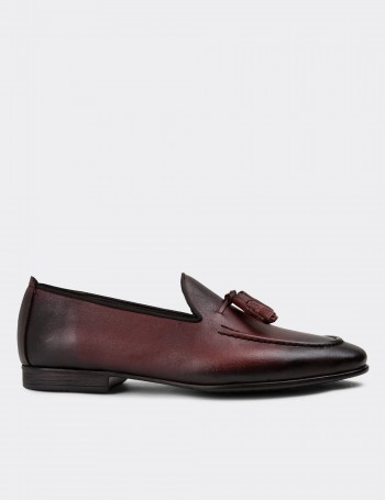 Men's Burgundy Leather Loafers