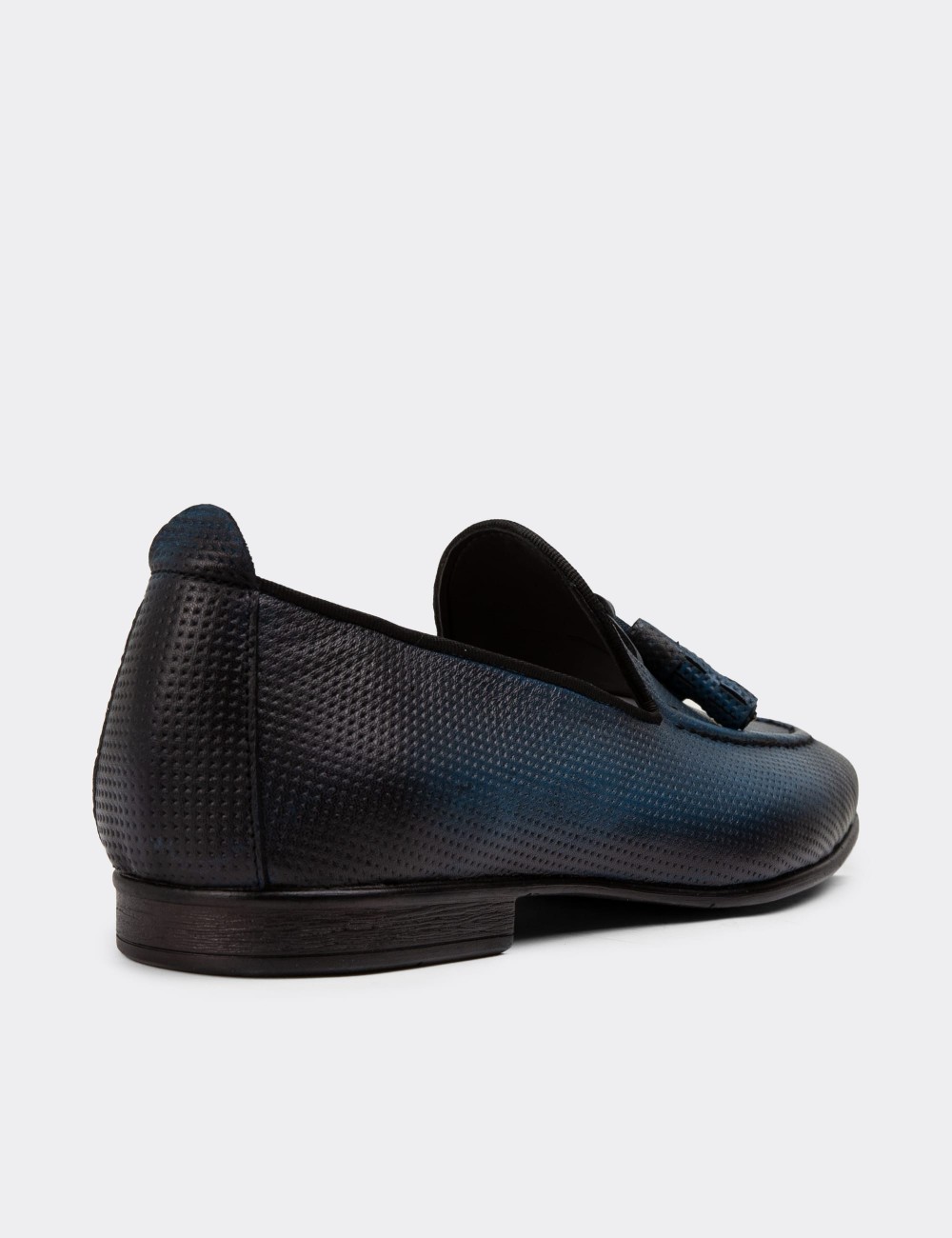 Men's Blue Leather Loafers - 01701MMVIC12