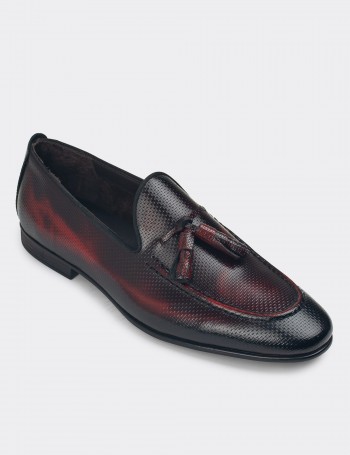 Men's Burgundy Leather Loafers