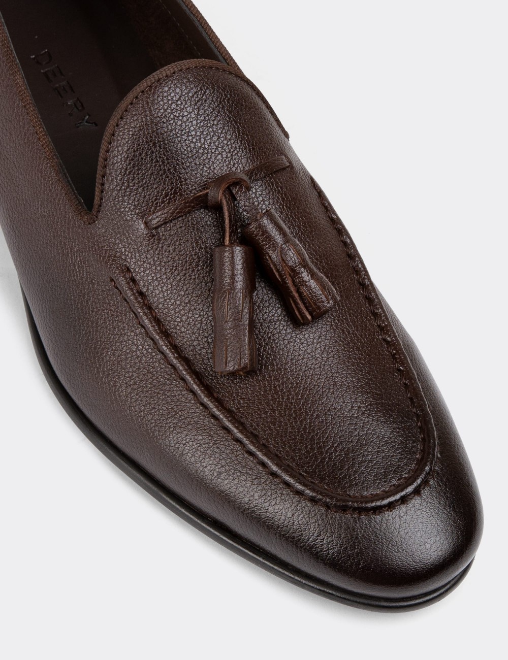 Men's Brown Leather Loafers - 01701MKHVC10
