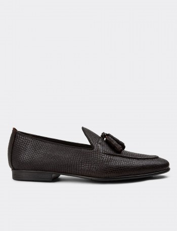 Men's Brown Leather Slip-On Shoes