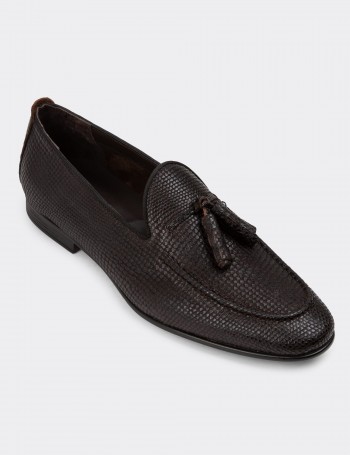 Men's Brown Leather Slip-On Shoes
