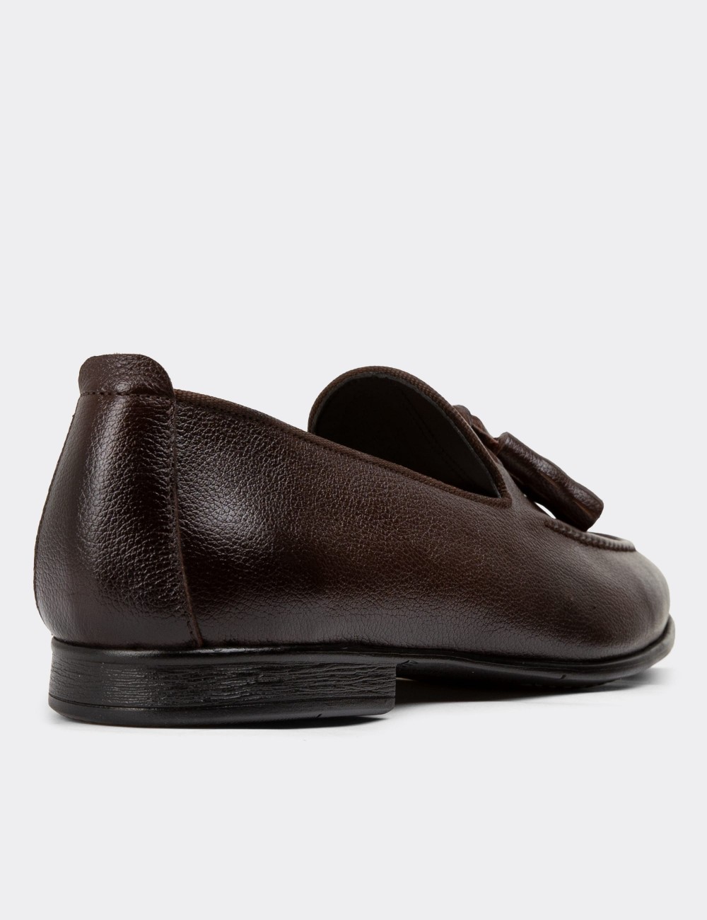 Men's Brown Leather Loafers - 01701MKHVC10