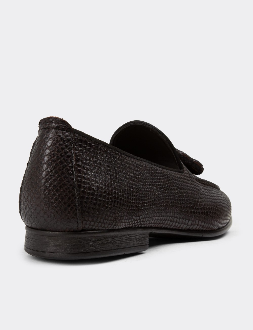 Men's Brown Leather Slip-On Shoes - 01701MKHVC52