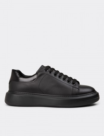 Men's Black Leather Sneakers