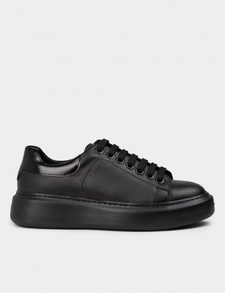 Women's Black Leather Sneakers