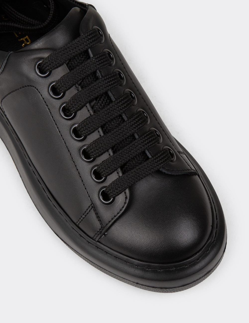 Women's Black Leather Sneakers - 01991ZSYHP03