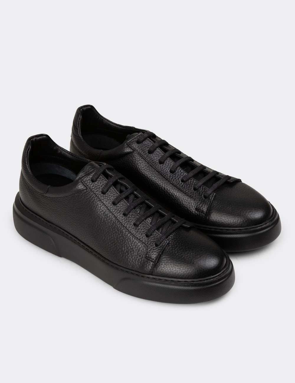 Men's Black Leather Sneakers - M2501MSYHP06