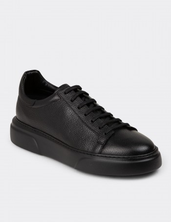 Men's Black Leather Sneakers