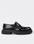 Men's Black Leather Loafers