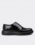 Men's Black Leather Lace-up Shoes