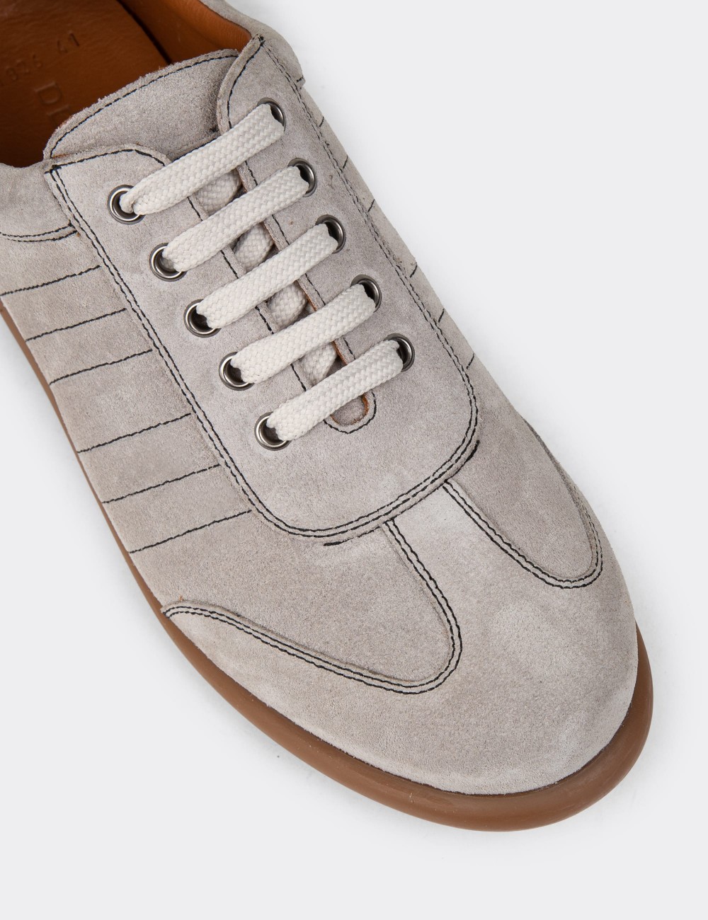Men's Gray Suede Leather Lace-up Footwear - 01826MGRIC10