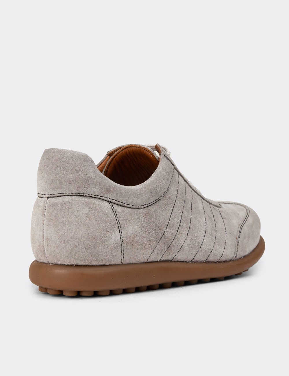 Men's Gray Suede Leather Lace-up Footwear - 01826MGRIC10