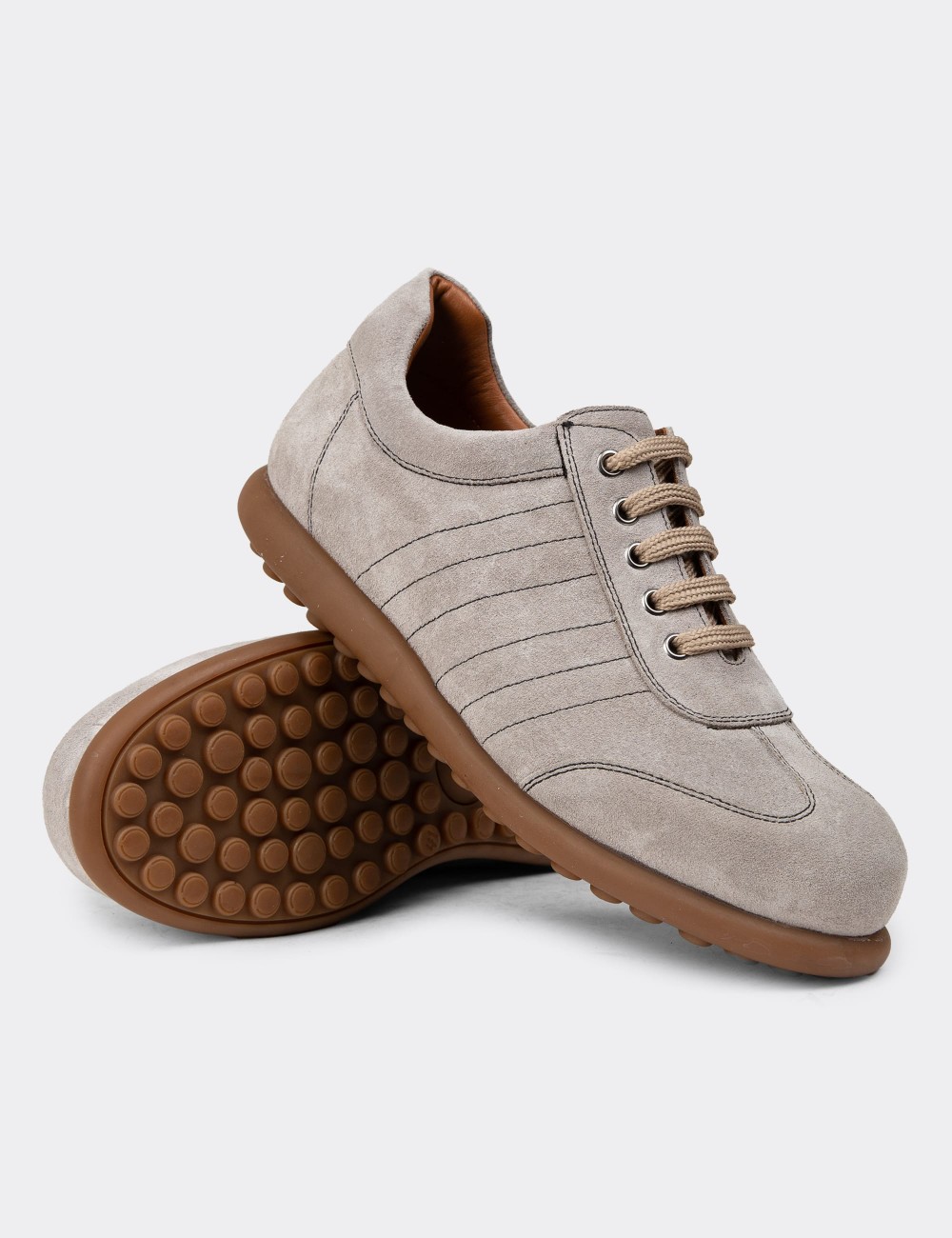 Men's Gray Suede Leather Dress Shoes - 01826MGRIC08