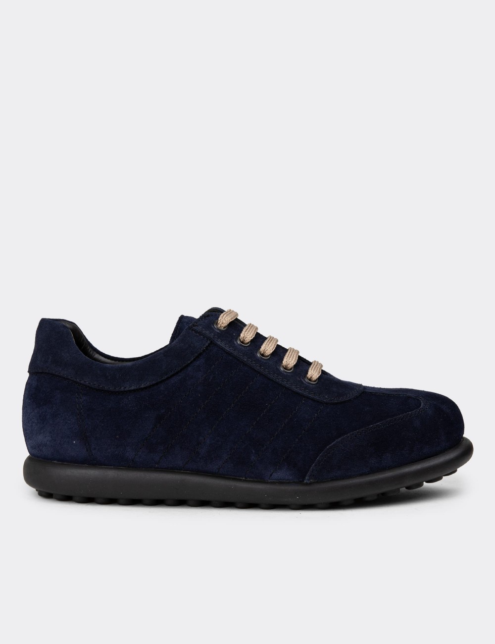 Men's Navy Suede Leather Lace-up Footwear - 01826MLCVC12