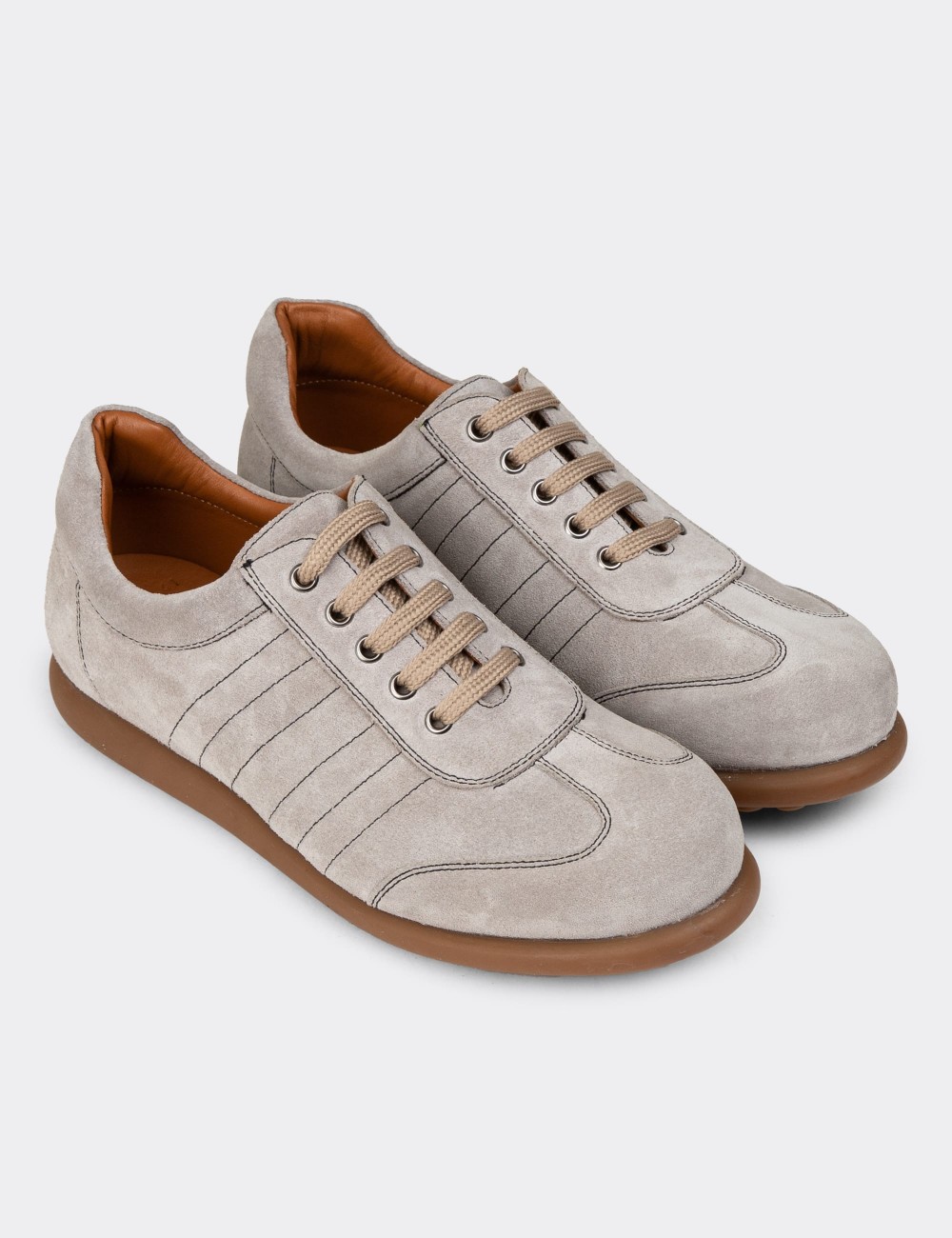 Men's Gray Suede Leather Dress Shoes - 01826MGRIC08