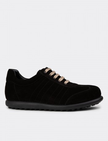 Men's Black Suede Leather Lace-up Footwear