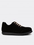 Men's Black Suede Leather Lace-up Footwear