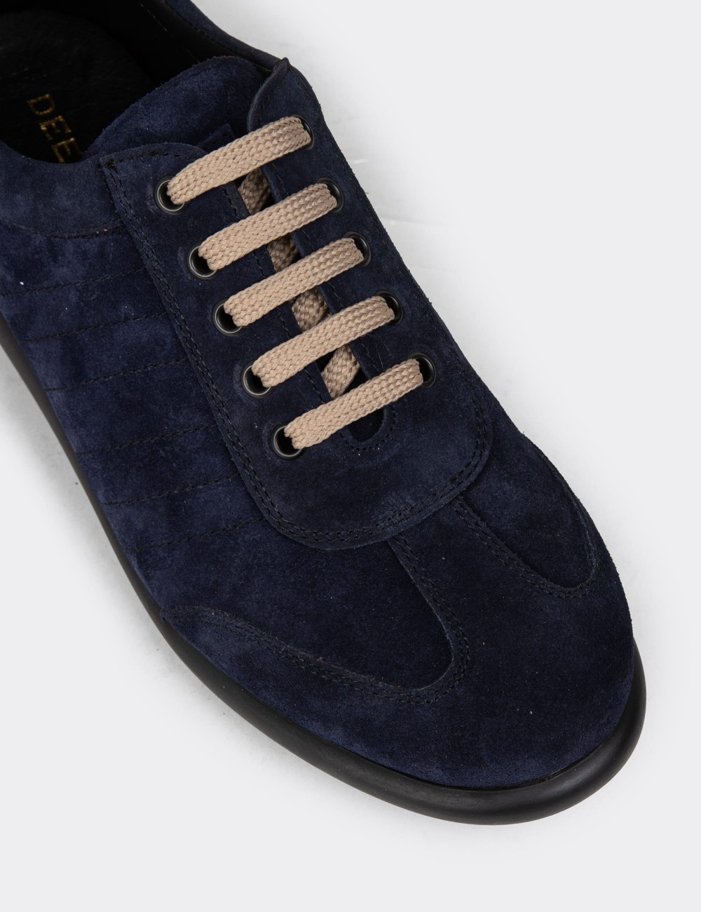 Men's Navy Suede Leather Lace-up Footwear - 01826MLCVC12