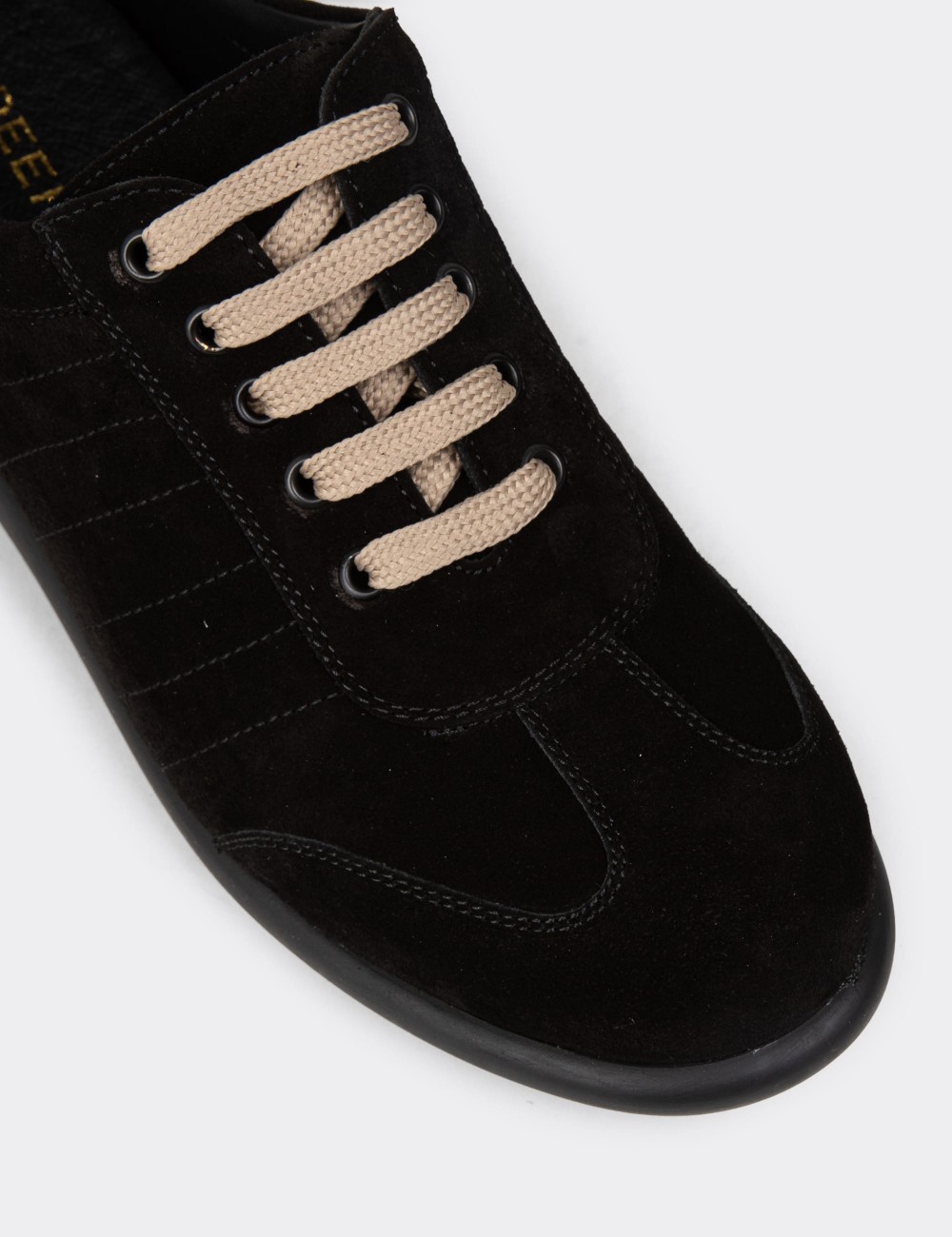 Men's Black Suede Leather Lace-up Footwear - 01826MSYHC13