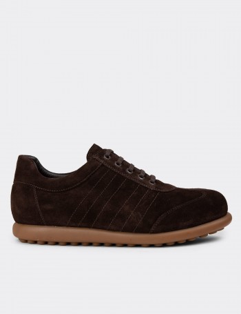 Men's Brown Suede Leather Lace-Up Footwear