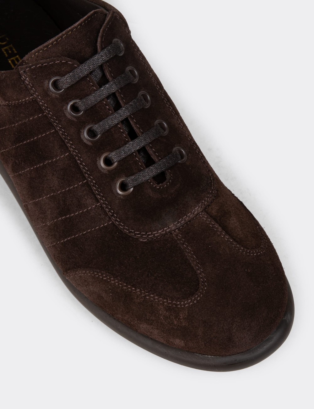 Men's Brown Suede Leather Laced Shoes - 01826MKHVC35