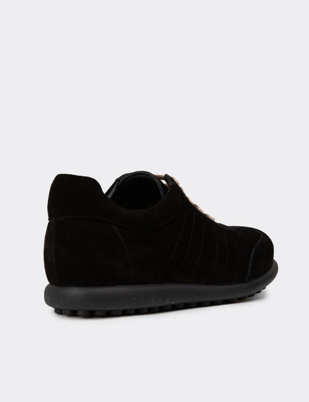 Men's Black Suede Leather Lace-up Footwear - 01826MSYHC13