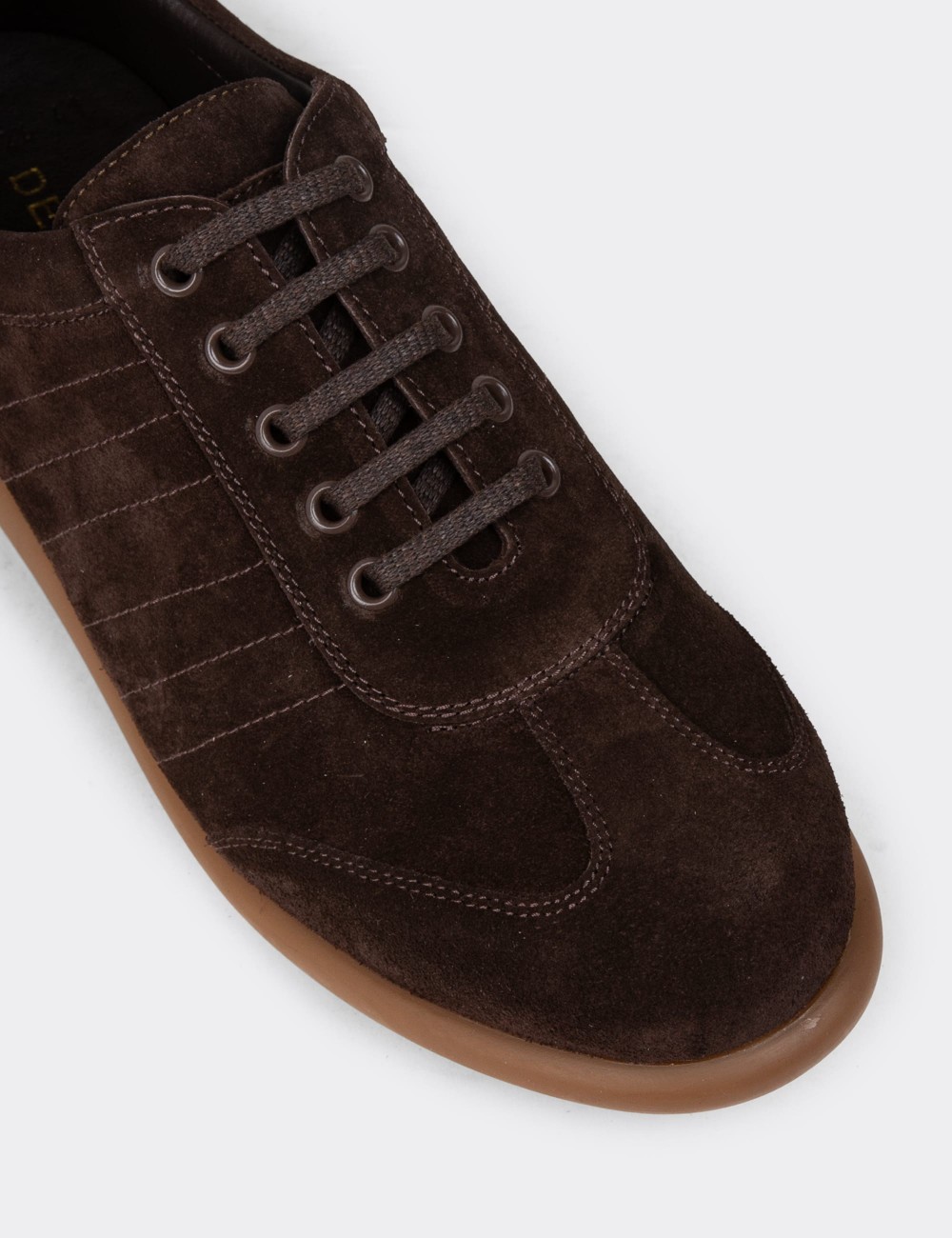 Men's Brown Suede Leather Lace-Up Footwear - 01826MKHVC37