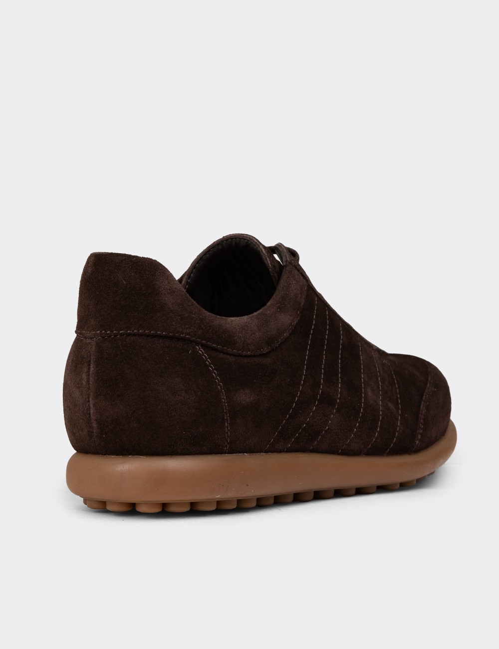 Men's Brown Suede Leather Lace-Up Footwear - 01826MKHVC37