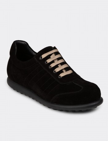 Men's Black Suede Leather Lace-up Footwear