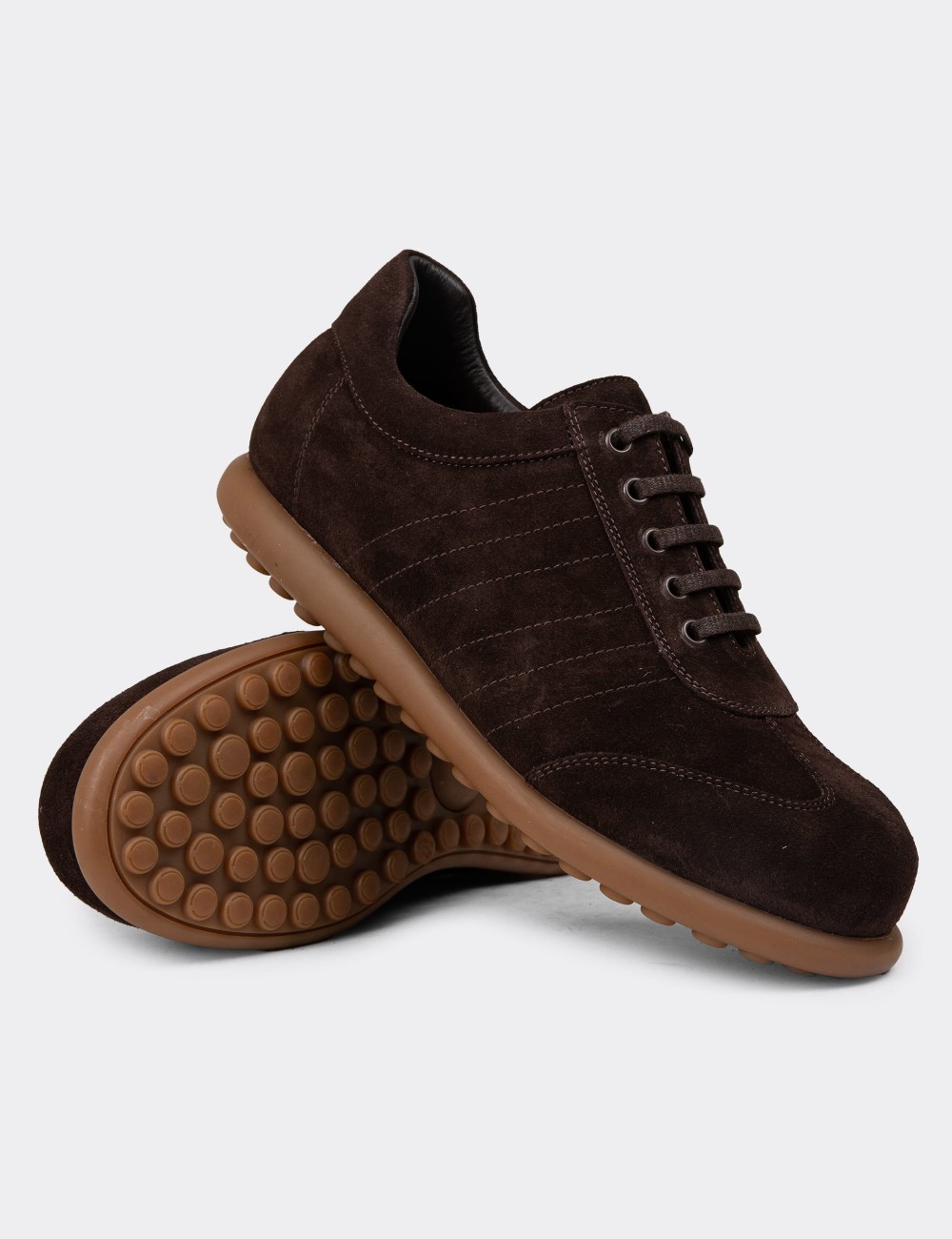Men's Brown Suede Leather Lace-Up Footwear - 01826MKHVC37