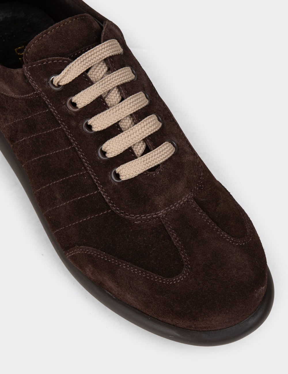 Men's Brown Suede Leather Lace-Up Footwear - 01826MKHVC41