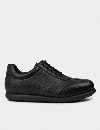 Men's Black Leather Lace-up Footwear