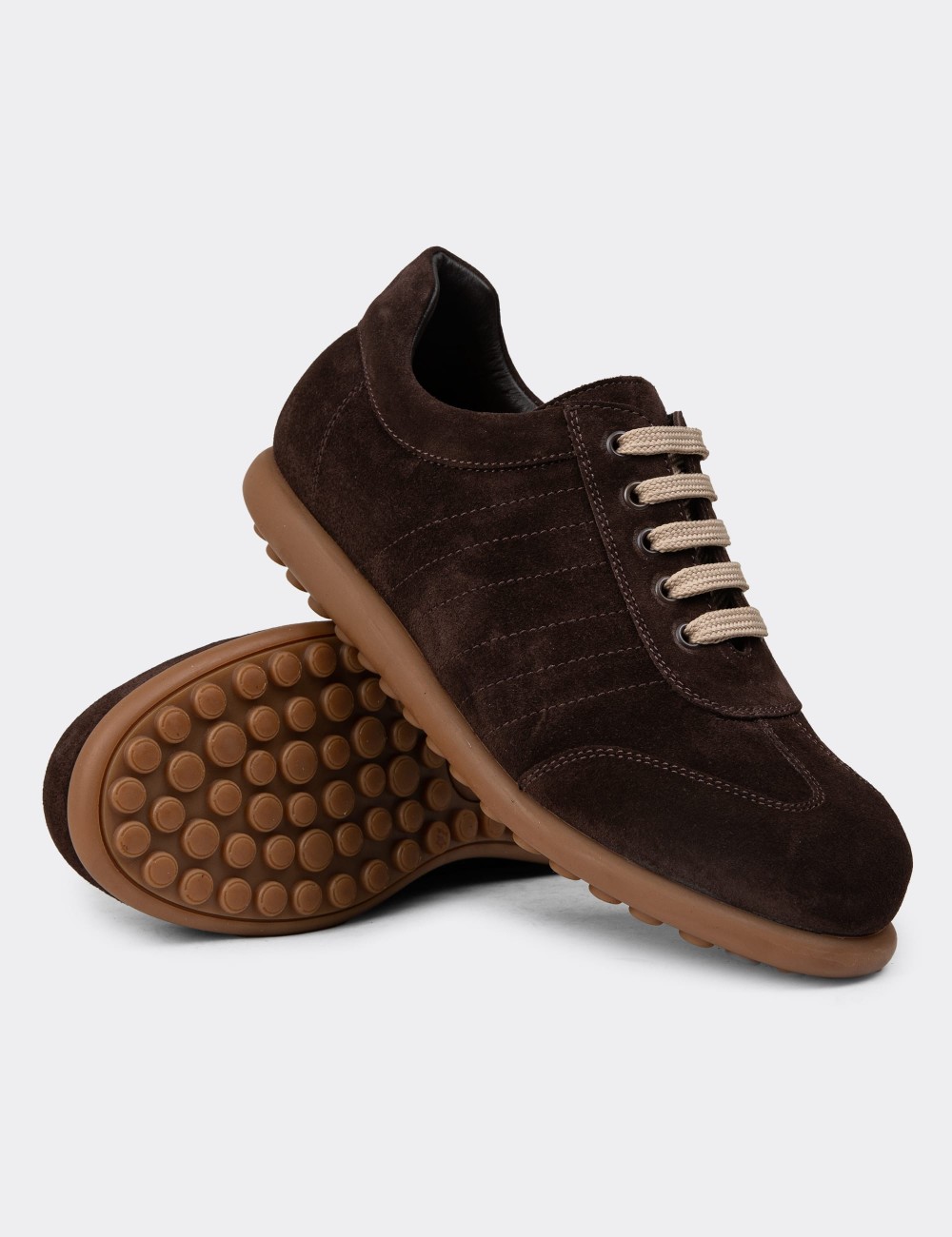 Men's Brown Suede Leather Lace-up Footwear - 01826MKHVC38