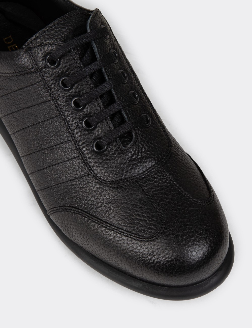 Men's Black Leather Lace-up Footwear - 01826MSYHC14