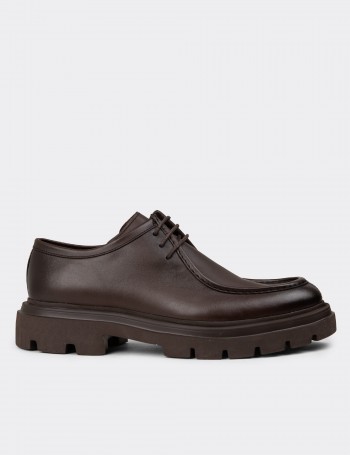 Men's Brown Leather Lace-up Footwear