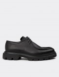 Men's Black Leather Lace-Up Shoes