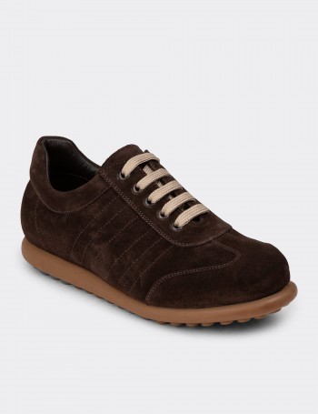 Men's Brown Suede Leather Lace-up Footwear