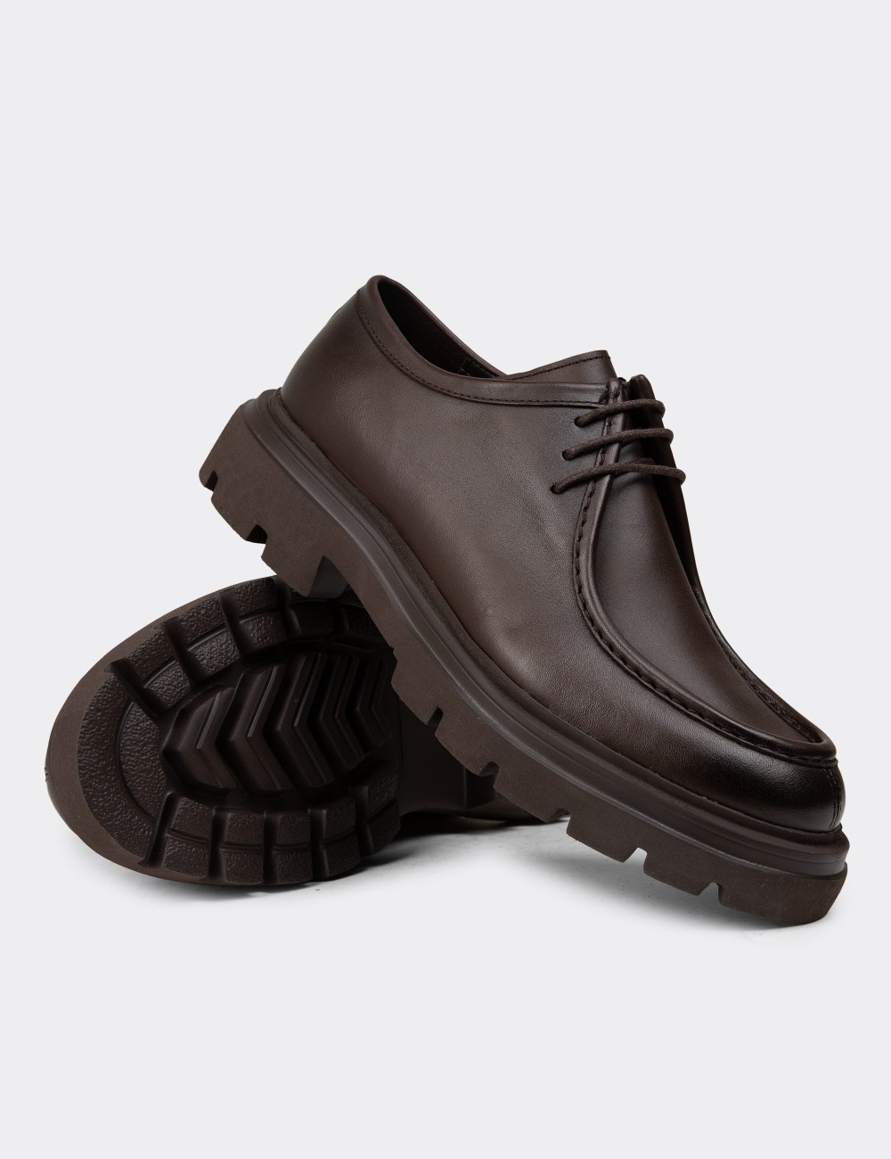 Men's Brown Leather Lace-up Footwear - 01851MKHVE01