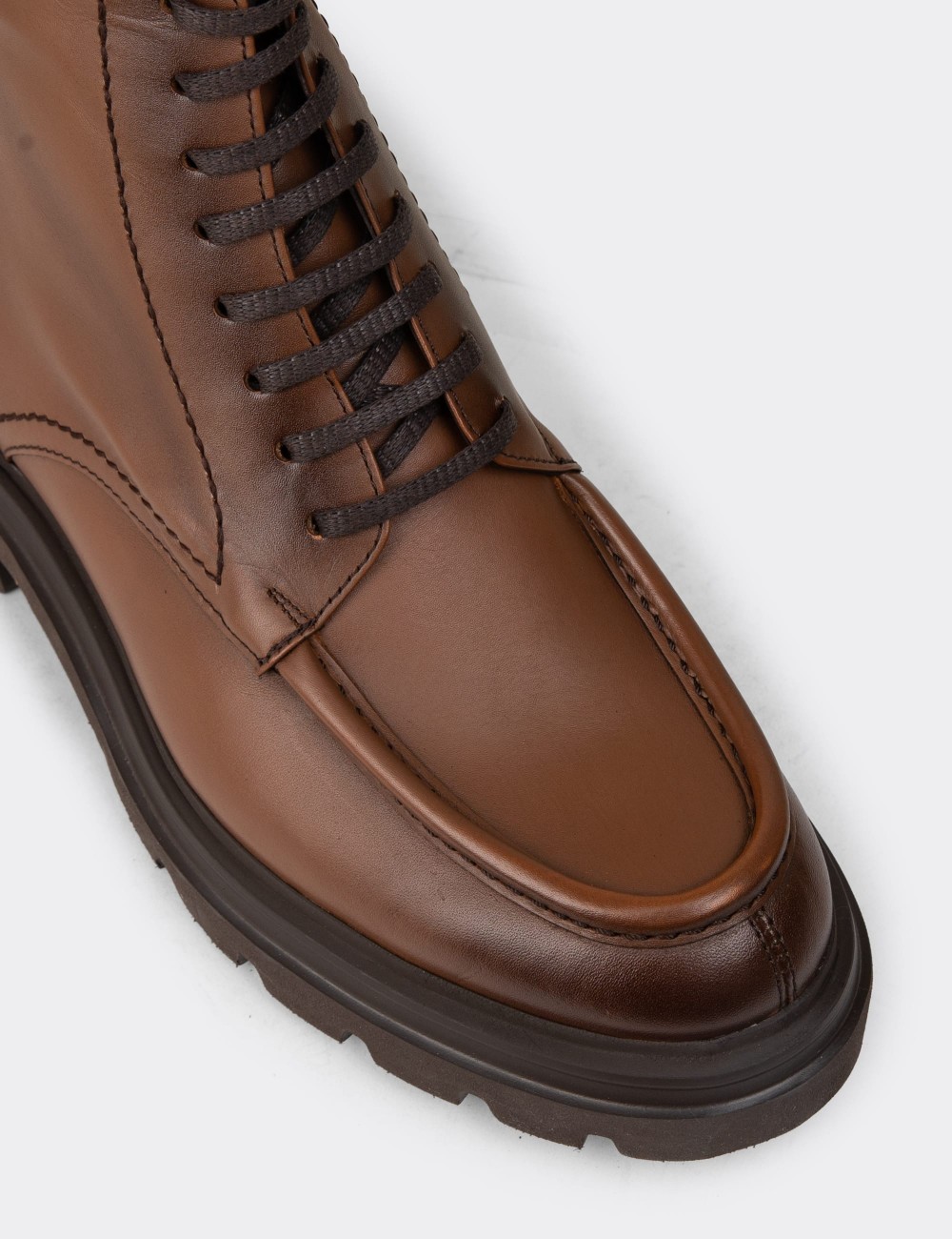Men's Tan Leather Boots - 01979MTBAE03